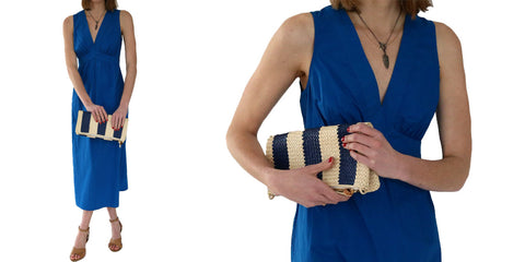 xirena andy dress, clare v clutch, the woods necklace