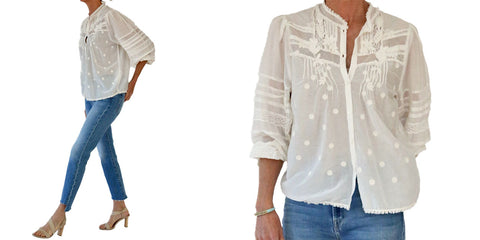 dorothee schumacher dream blouse, mother insider crop jeans, the woods necklace