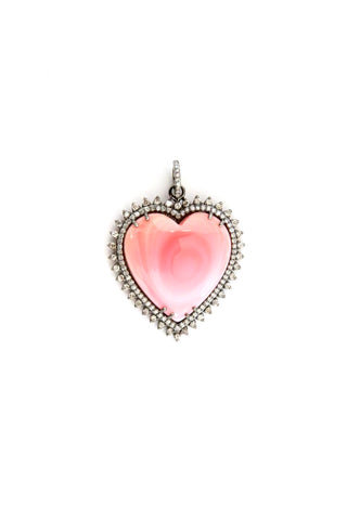 pink opal heart pendant - small