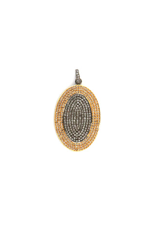 two tone pave oval pendant