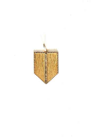 brass shield pendant w/diamond strip