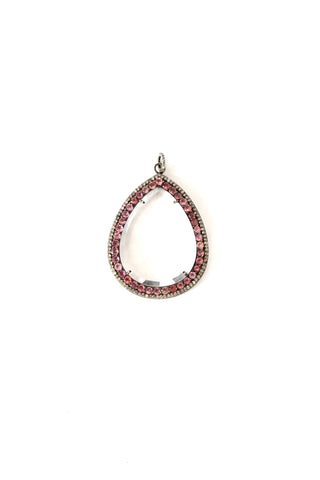 crystal pendant framed by pink amethyst