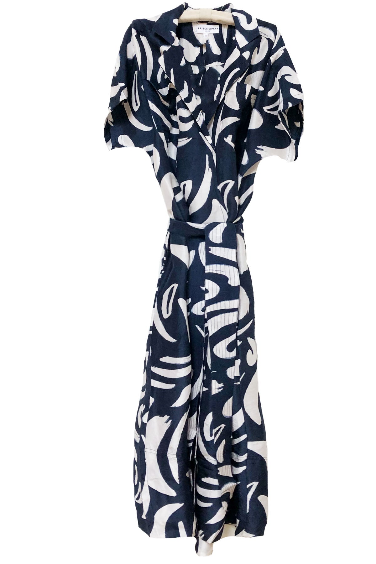 vincenza wrap dress - navy abstract