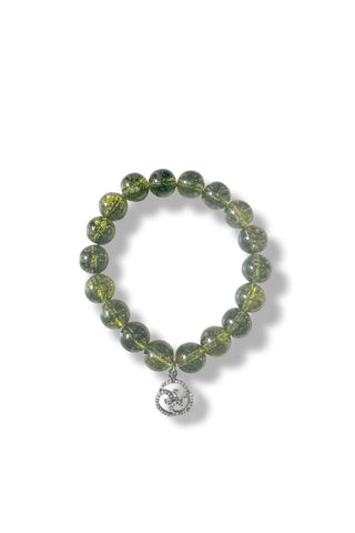 peridot bead bracelet w/diamond charm