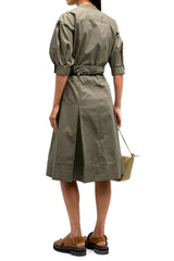 belted origami shirt dress - army