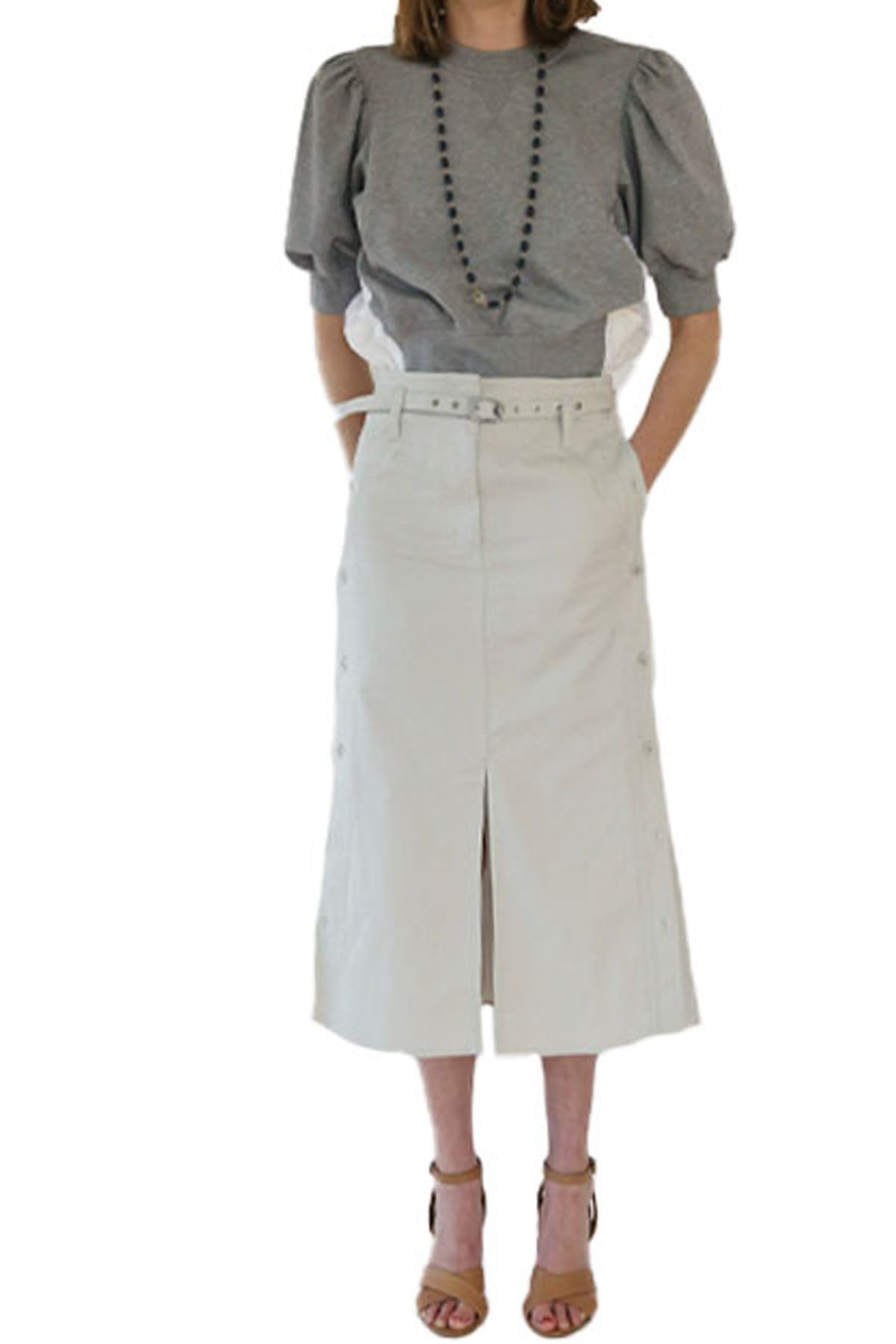 belted utility skirt - cement