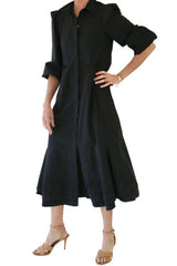 poplin power dress - black