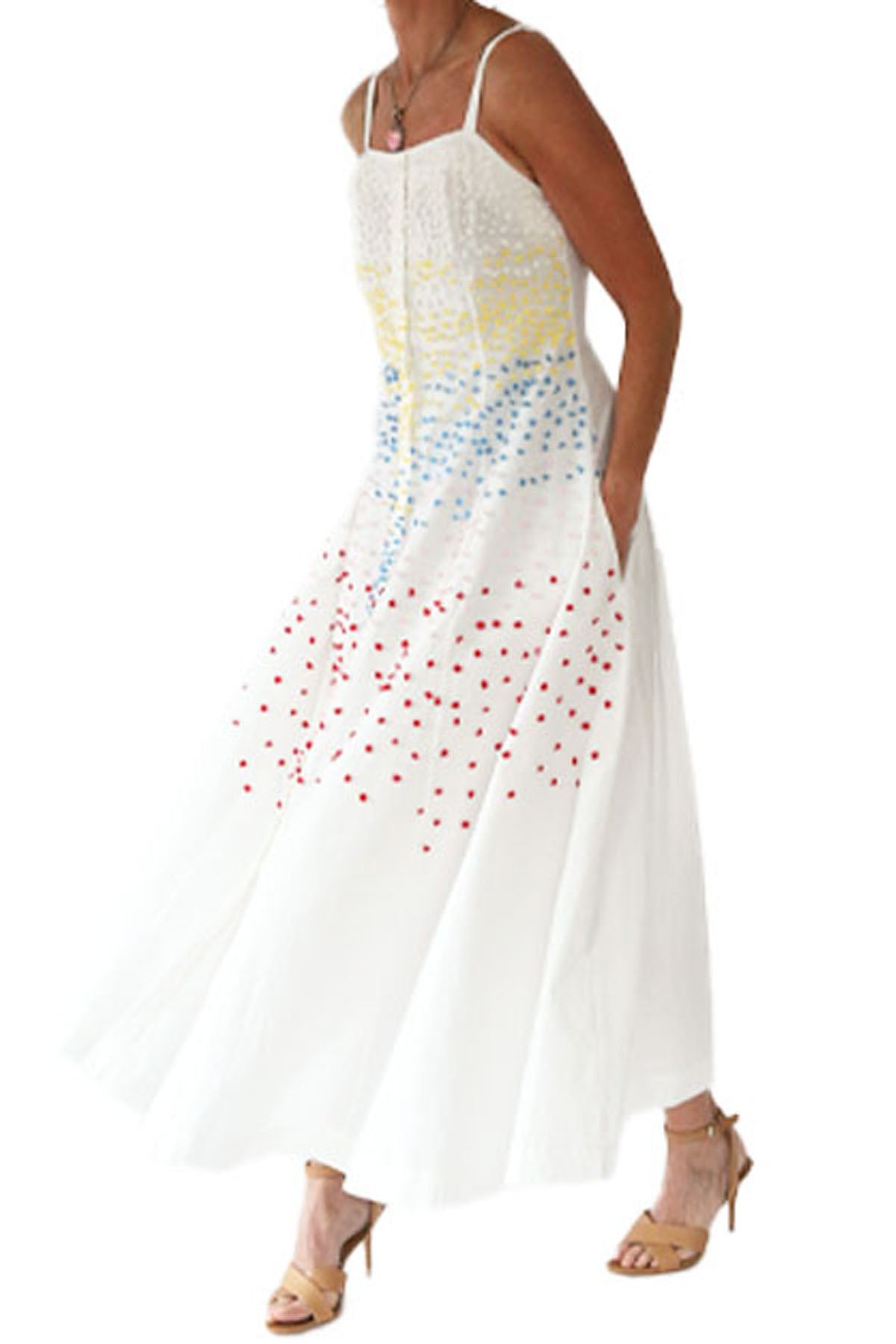 dress tiphaine - hand-embroidered - white