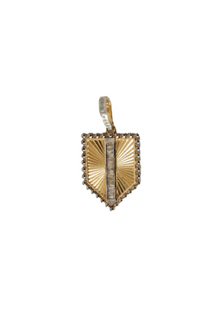 etched shield pendant