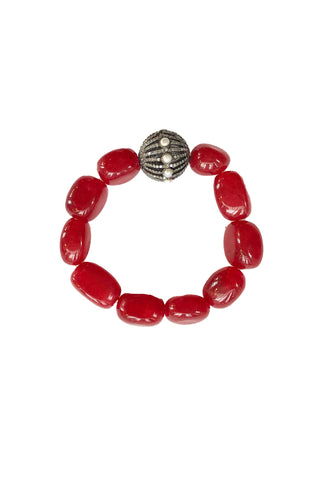 cherry jade bead bracelet