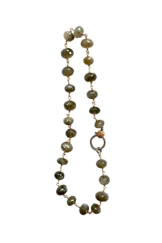 grey moonstone bead necklace - short