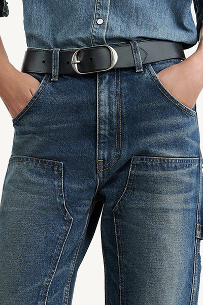 Nili Lotan Black Leather Belt with Antique Silver Buckle $370 nwt size 95 / l nili-lotan-Nili Belt | Black Antique Silver main image 4