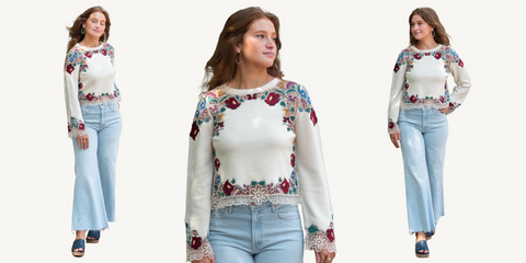 sea katharine embroidered sweater outfit