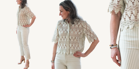 frame lace button up shirt outfit