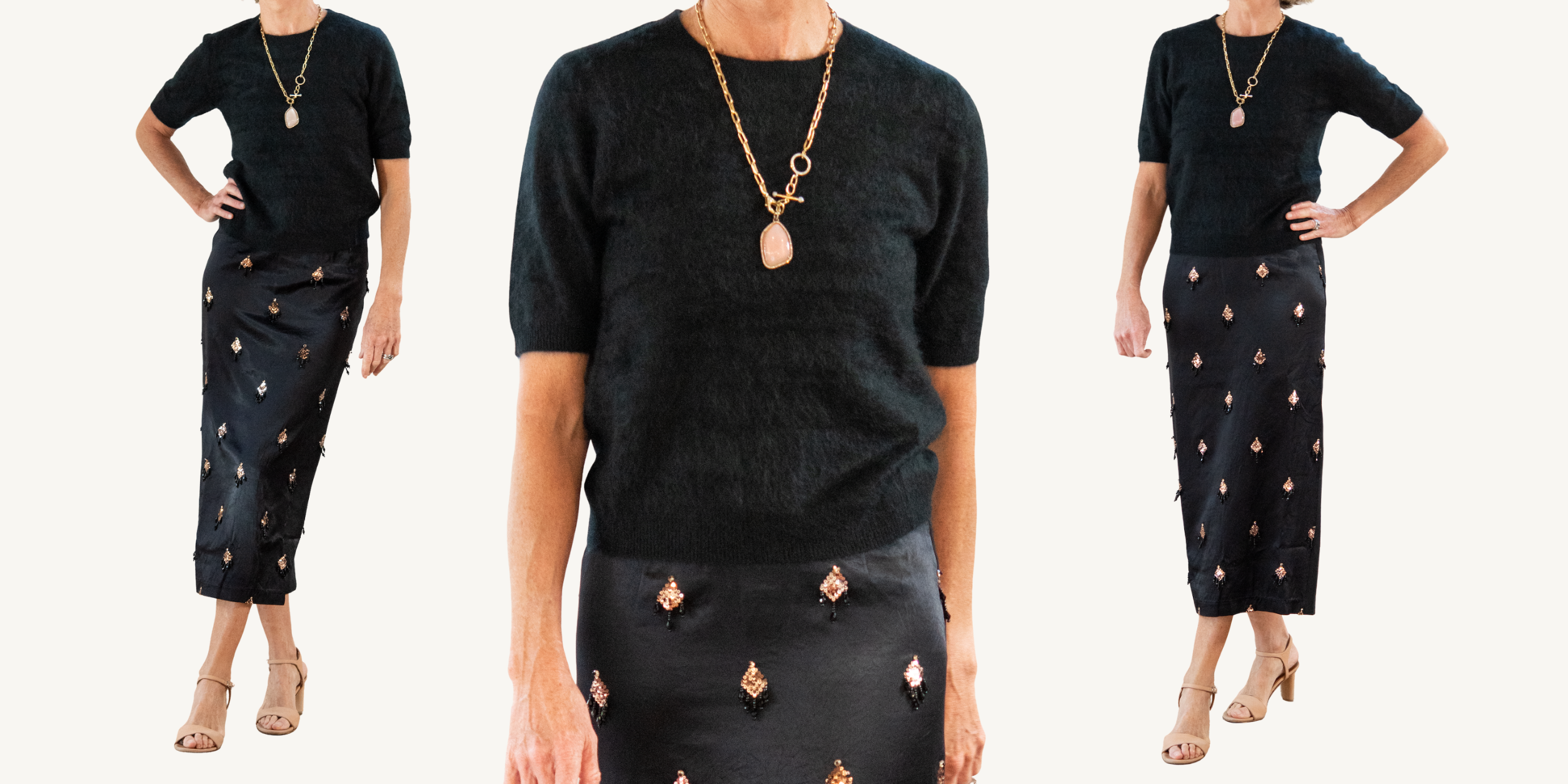 embellished pencil skirt outfit