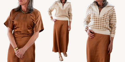 mixed stitch half zip outfit