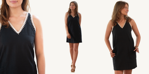 lilla p crochet trim dress outfit