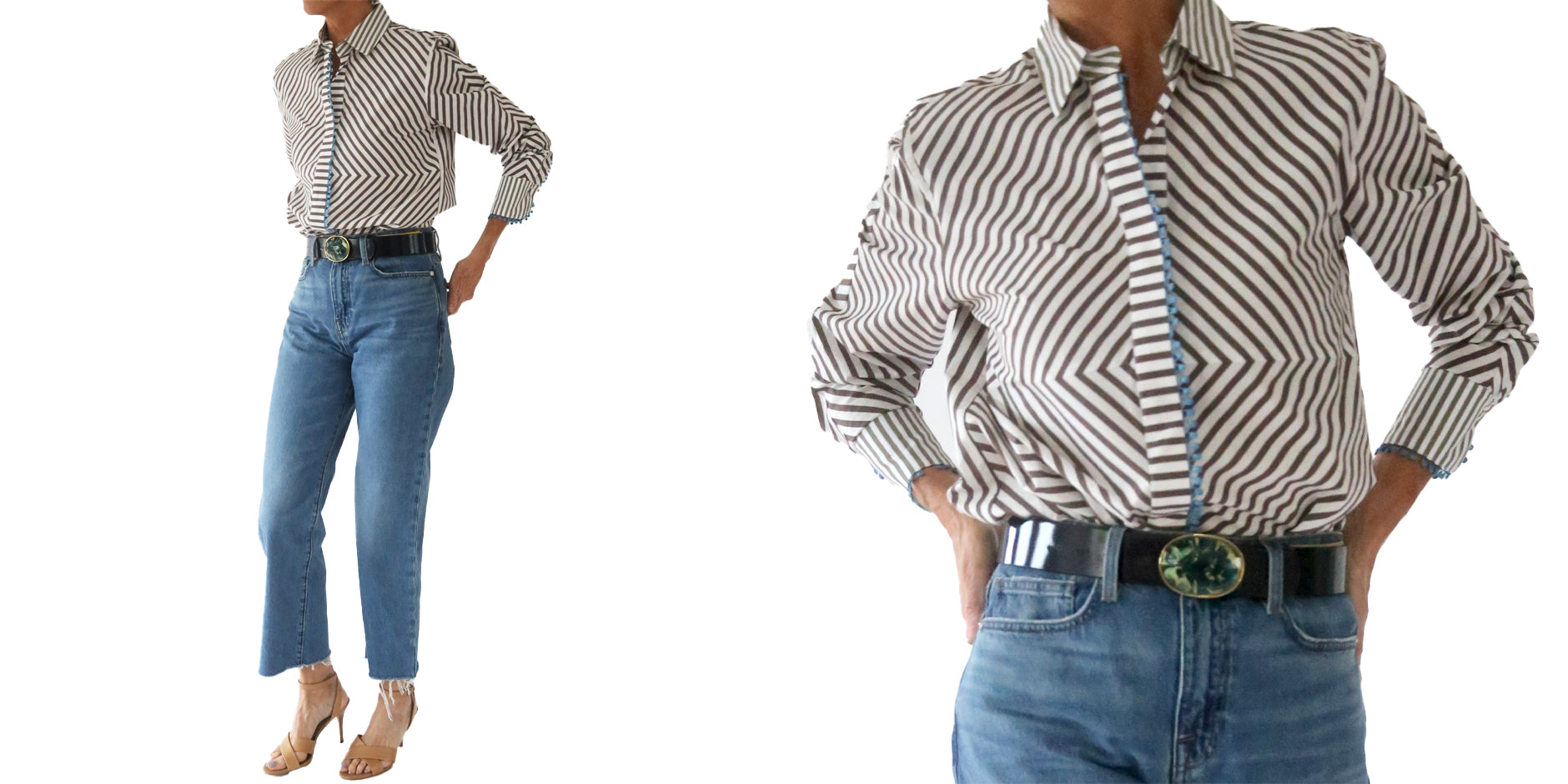 silvia tcherassi melissa blouse and irene belt, frame le jane jeans