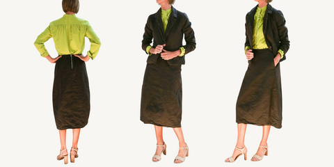 h+hannoh sepia blazer and skirt
