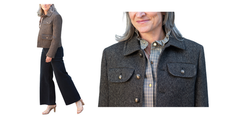 home page edit NL paola jacket; lydia shirt; megan pant