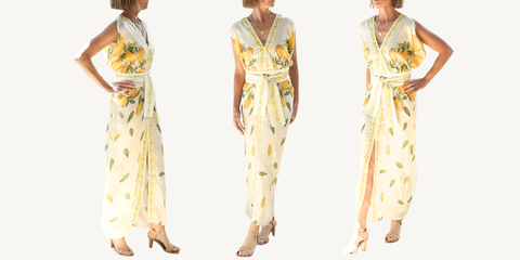 verandah alphonso silk dress in ivory mangoes