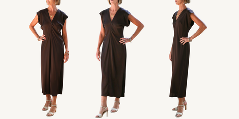 apiece apart monde drape bias dress in black coffee