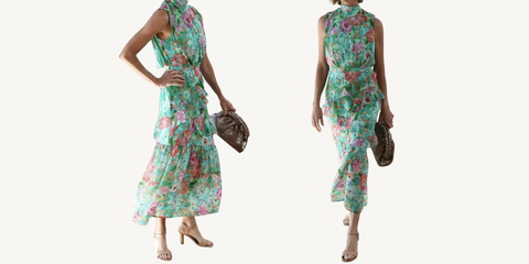 saloni fleur ruffle dress in watercolor papaver