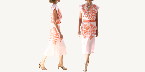 silvia tcherassi olive dress in pink and orange embroidery