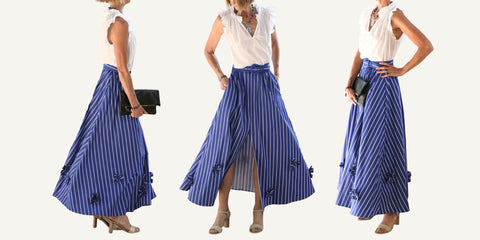 saloni judi skirt in azure stripe outfit