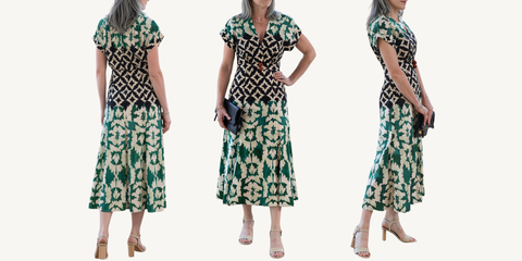 silvia tcherassi sakura dress in emerald multi