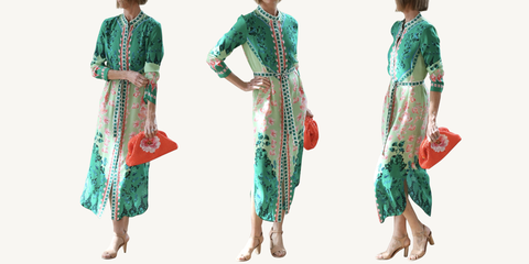 saloni molly d dress in floral terrazzo placement