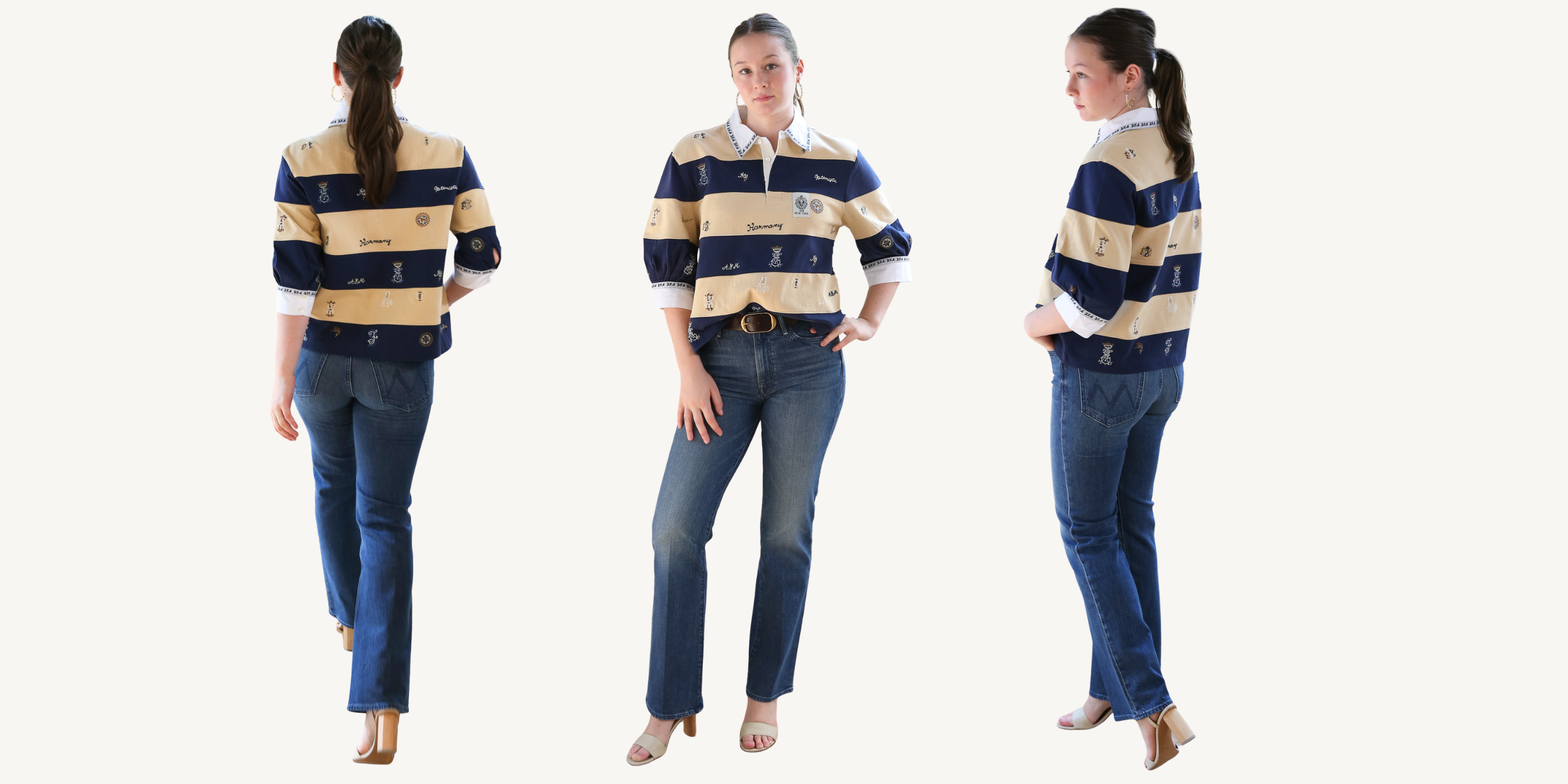 sea juliet embroidered rugby in multi