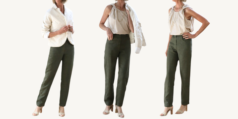 gallego stripe twist shoulder top outfit