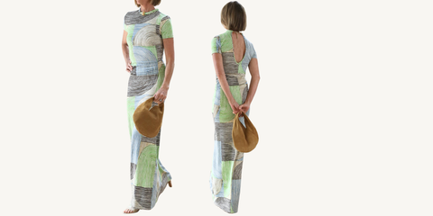 silvia tcherassi yara dress in abstract green print