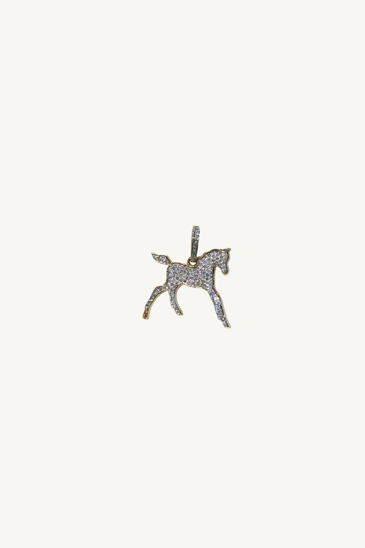 1" pave diamond small horse pendant