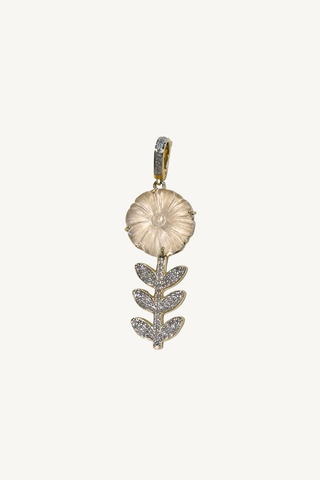 2" rose quartz and pave diamond flower