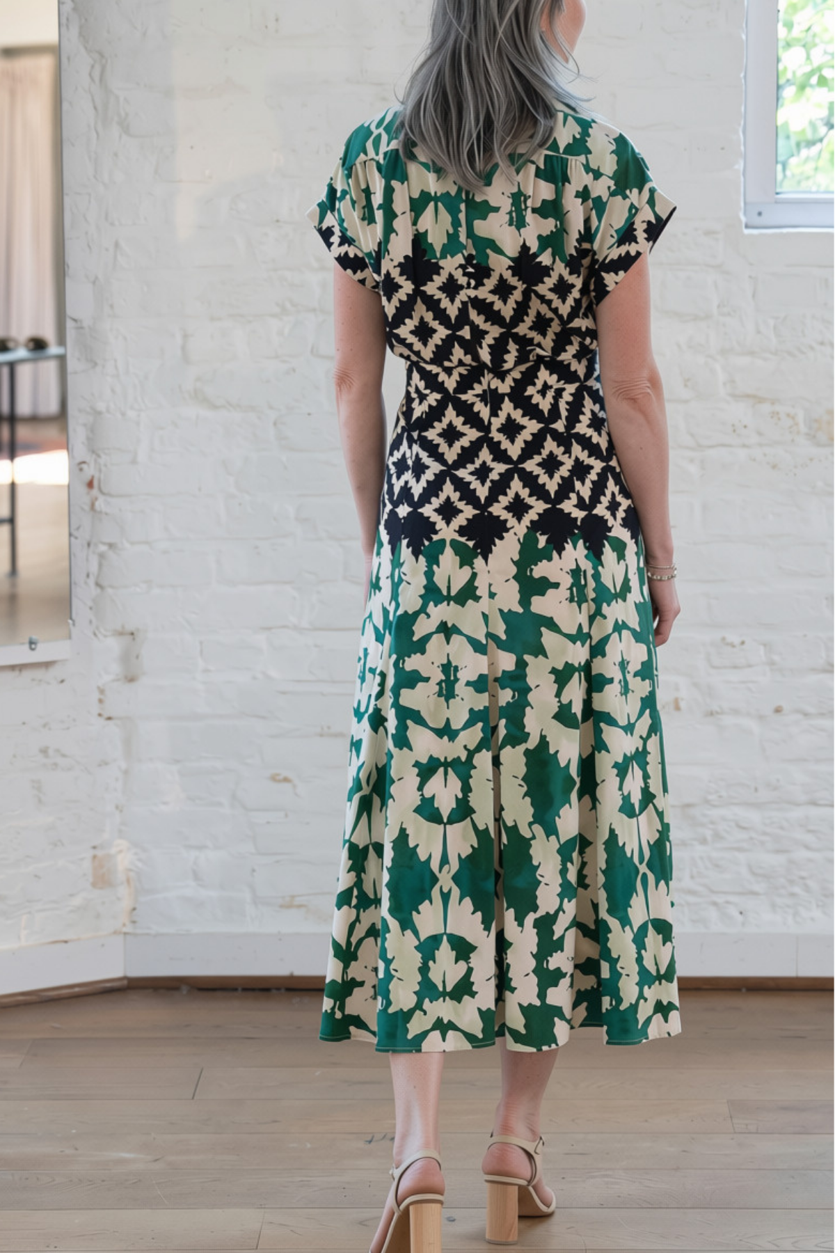 sakura dress - emerald multi