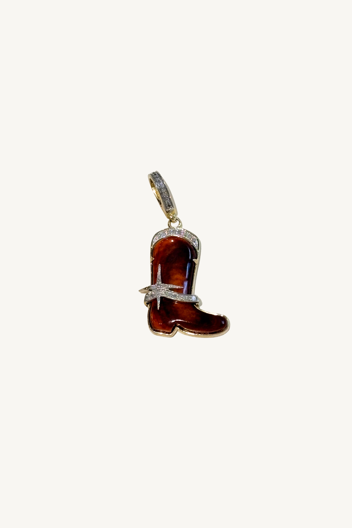 1" spiny oyster and pave diamond cowboy boy pendant