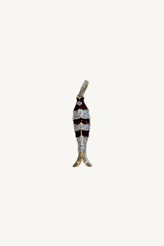 1 & 3/4" striped pave diamond fish pendant