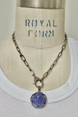 17" silver chain with extender and pave diamond clasp