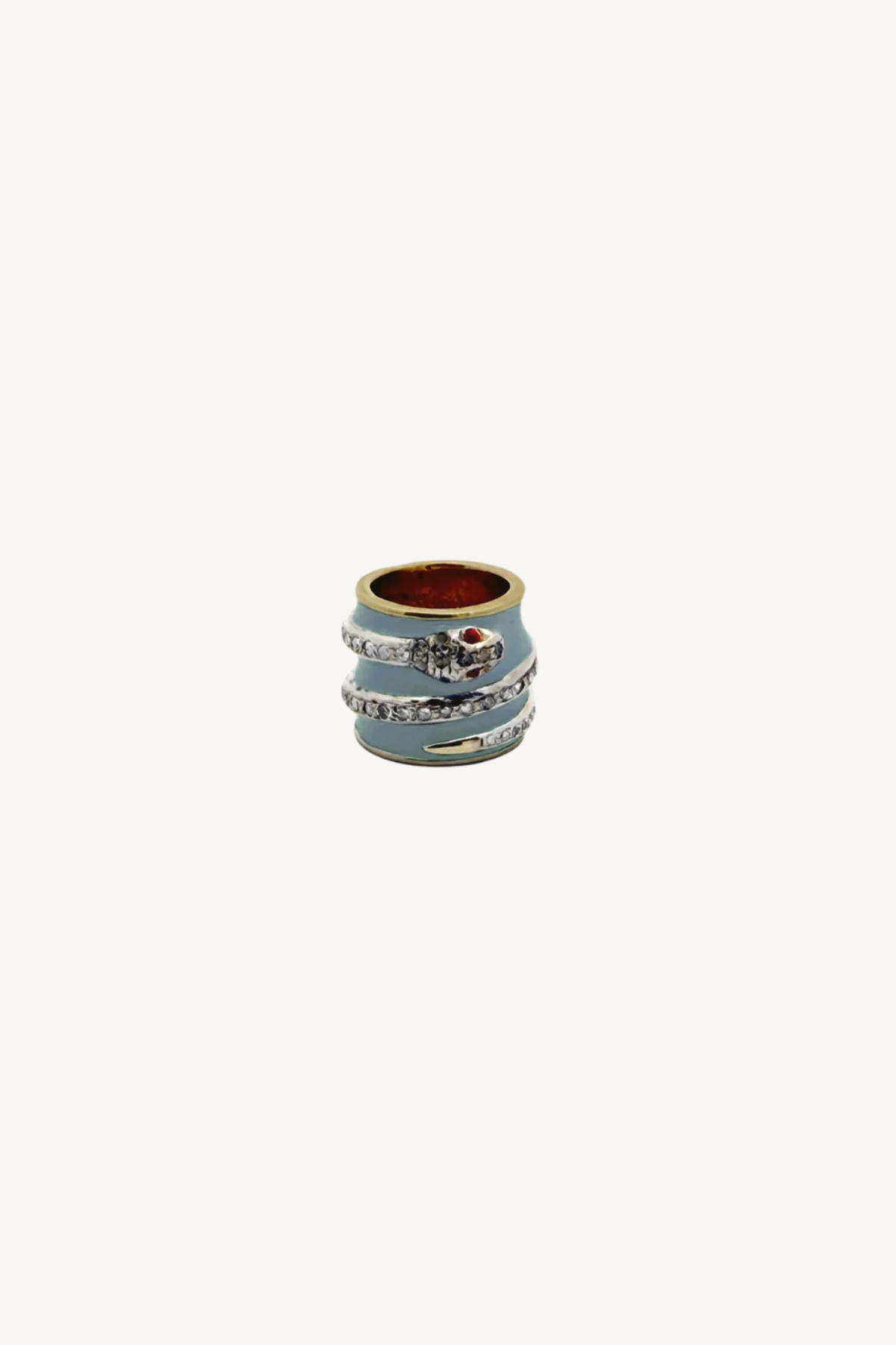 1/2" turquoise and pave diamond snake bead
