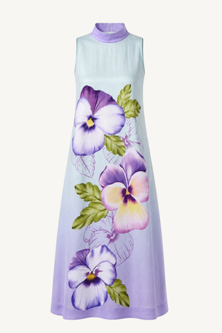 tie back floral ombre dress - mint lilac ombre pansy