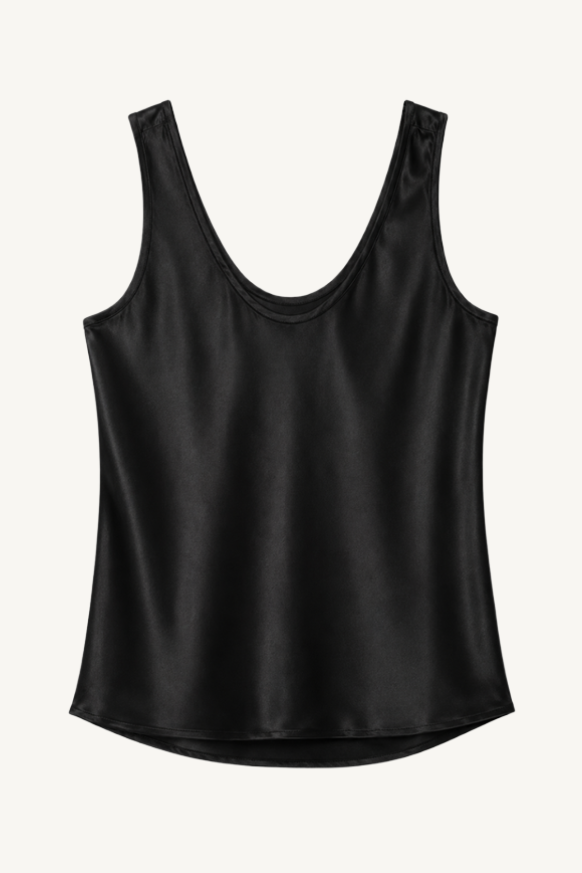 silk satin u tank - black