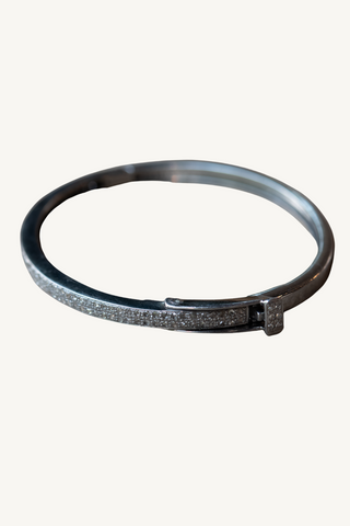 silver and diamond bangle