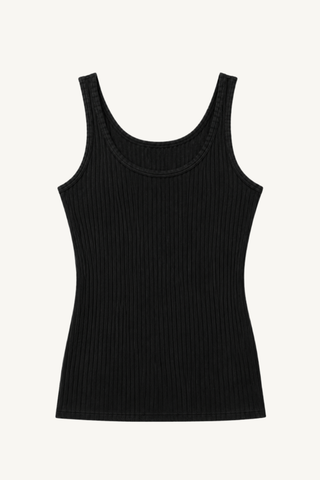 military ribbed crop tank - black