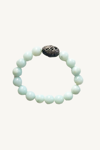 sea foamagate bracelet with silver pave bead