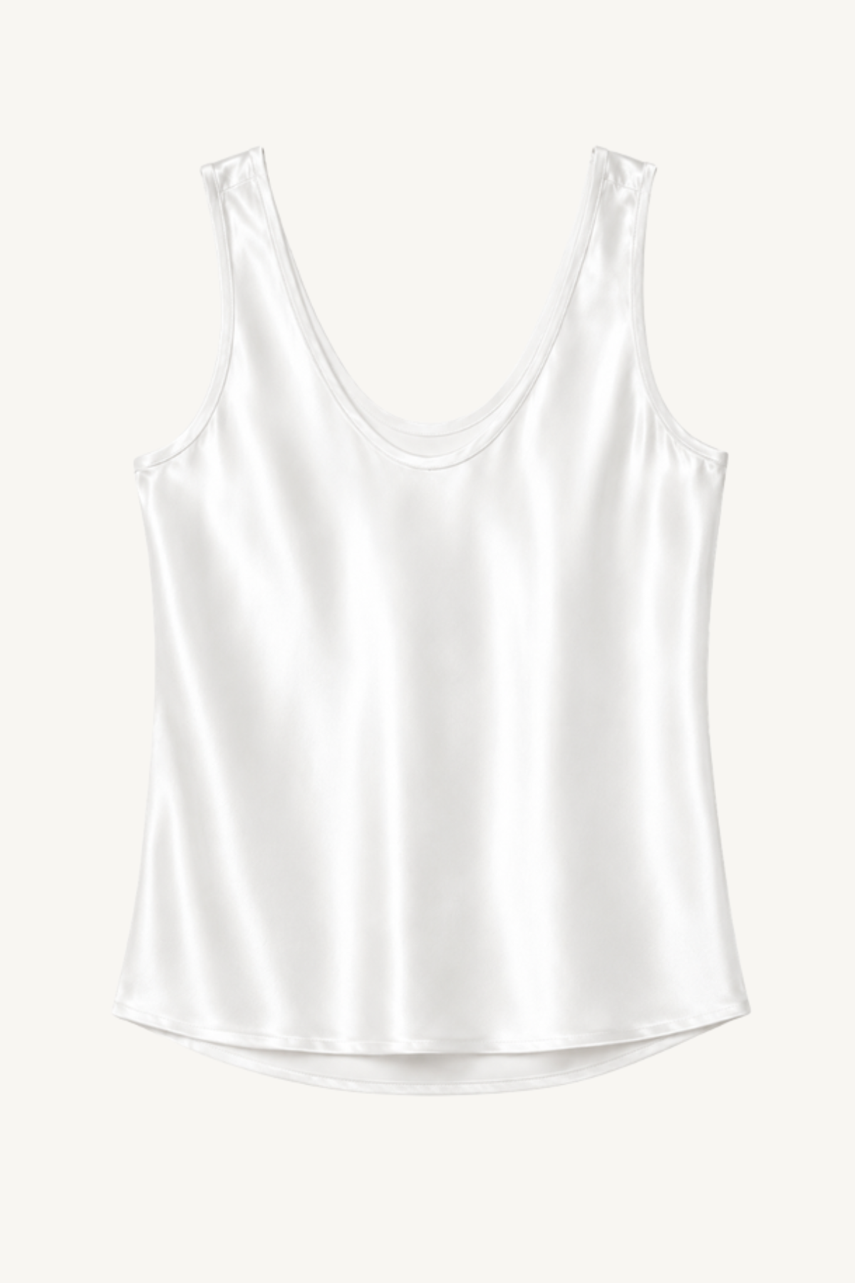 silk satin u tank - off white