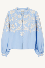 alina lace shirt - blue