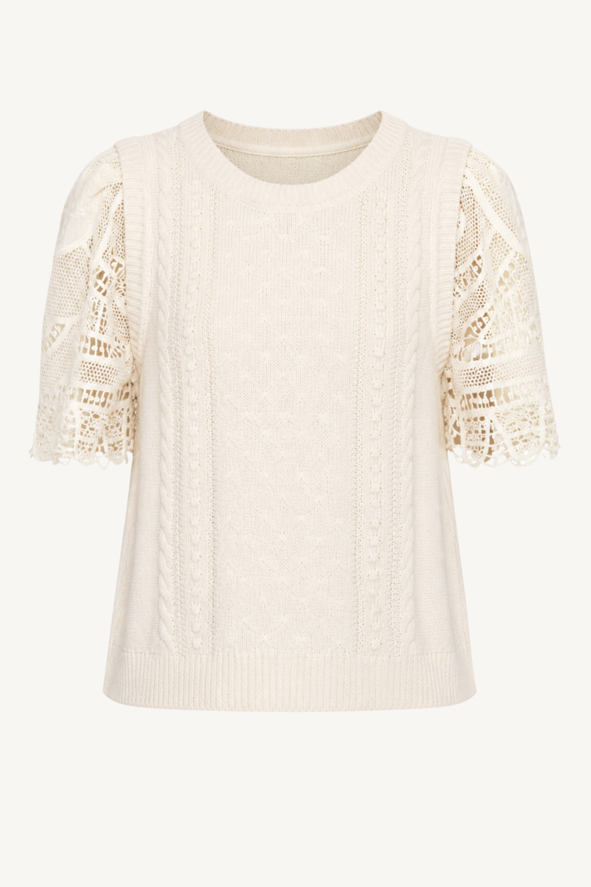 alina lace combo sweater - cream