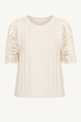 alina lace combo sweater - cream